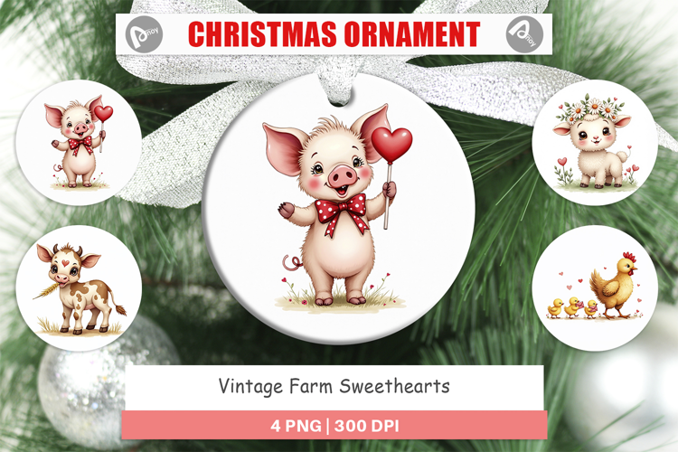 Vintage Farm Valentine Ornament