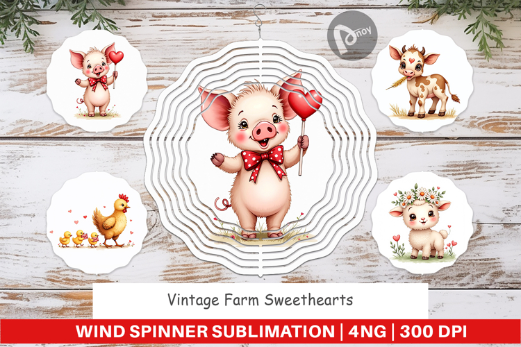 Vintage Farm Valentine Wind Spinner