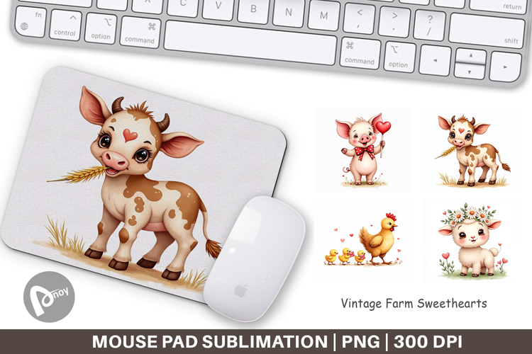 Vintage Farm Valentine Mouse Pad