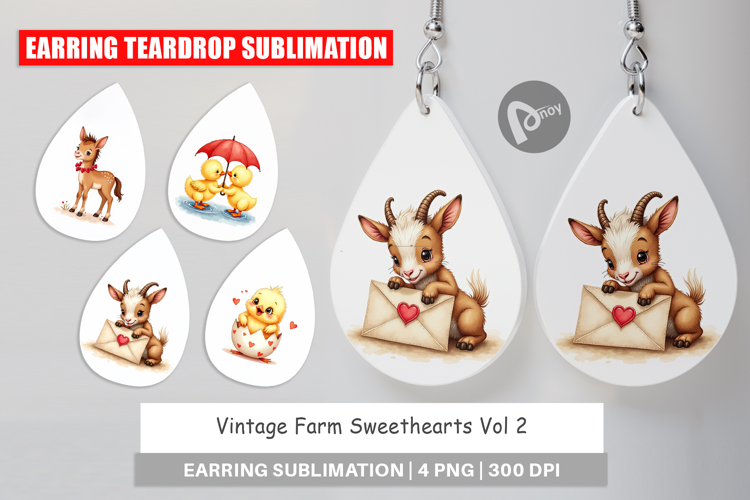 Vintage Farm Valentine Earring