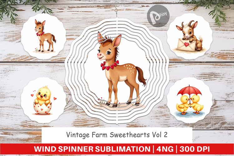 Vintage Farm Valentine Wind Spinner
