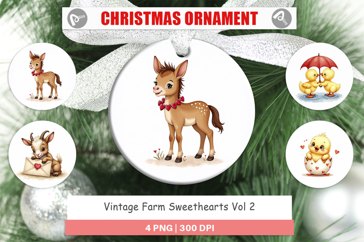 Vintage Farm Valentine Ornament