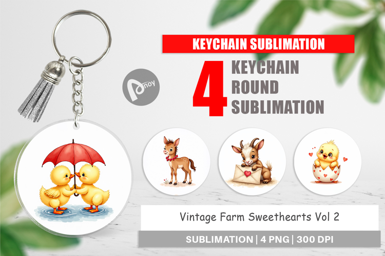 Vintage Farm Valentine Keychain