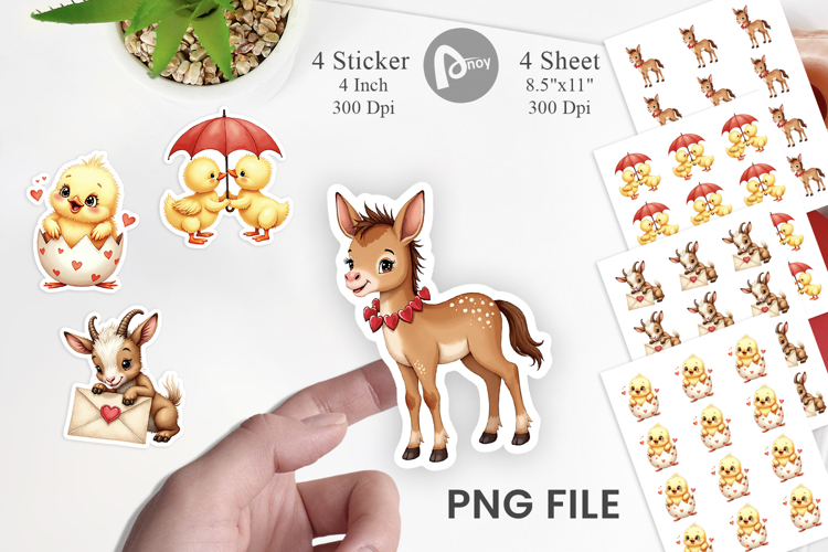 Vintage Farm Valentine Sticker