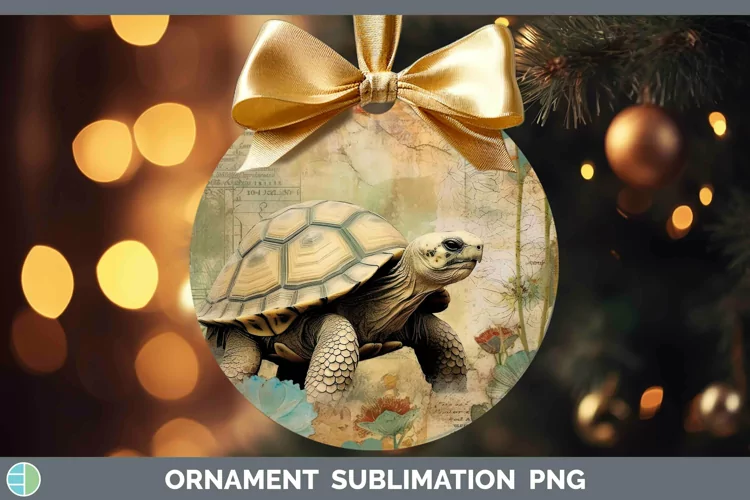 Vintage Farm Tortoise Ornament Sublimation Bauble Designs
