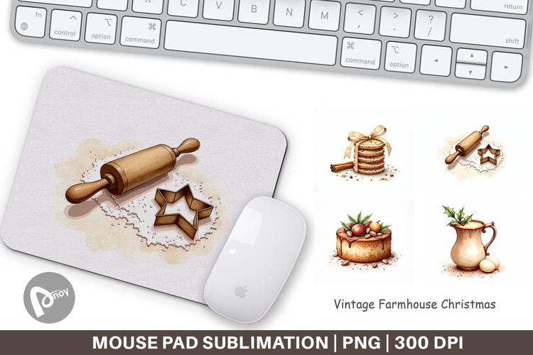 Vintage Farmhouse Christmas Mouse Pad