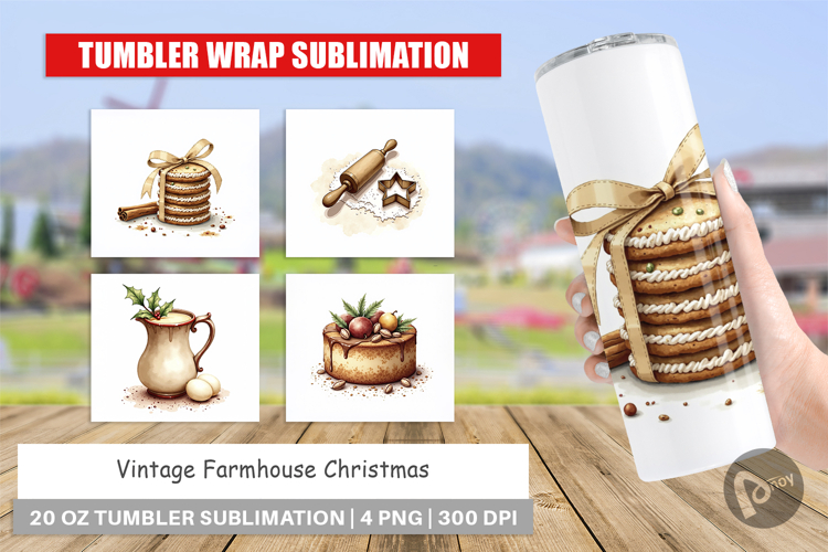 Vintage Farmhouse Christmas Tumbler