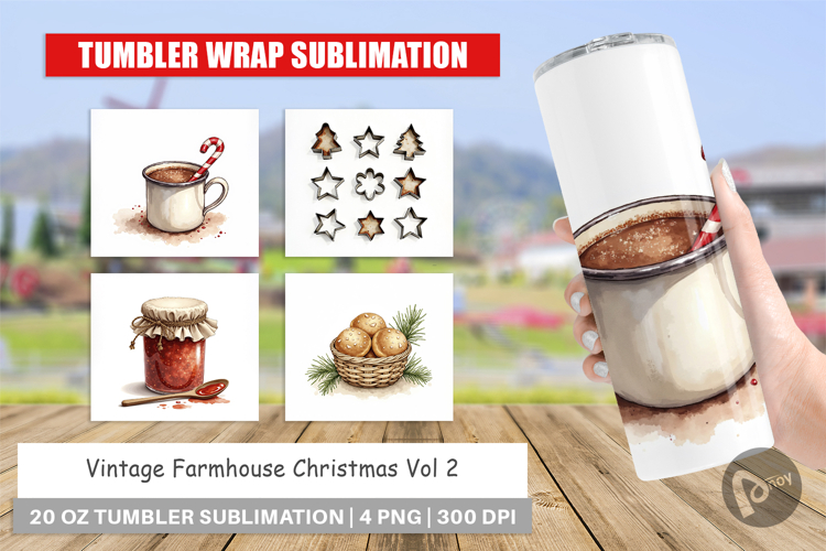 Vintage Farmhouse Christmas Tumbler