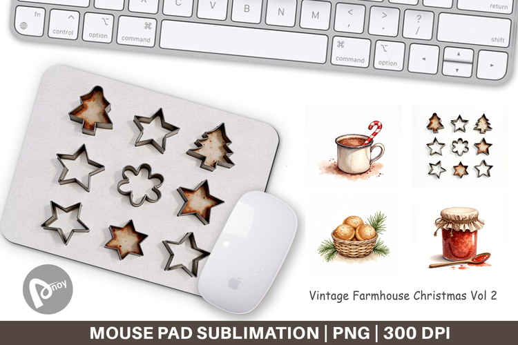 Vintage Farmhouse Christmas Mouse Pad