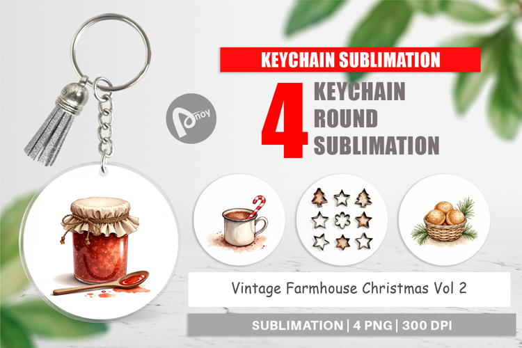 Vintage Farmhouse Christmas Keychain
