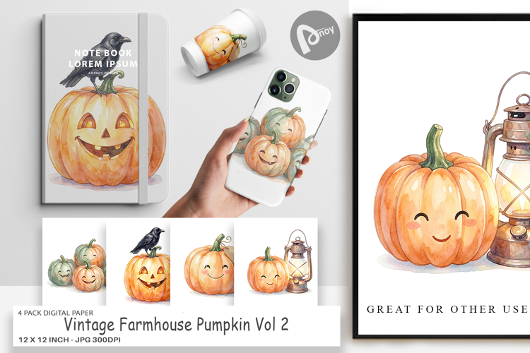 Vintage Farmhouse Pumpkin Digital Paper