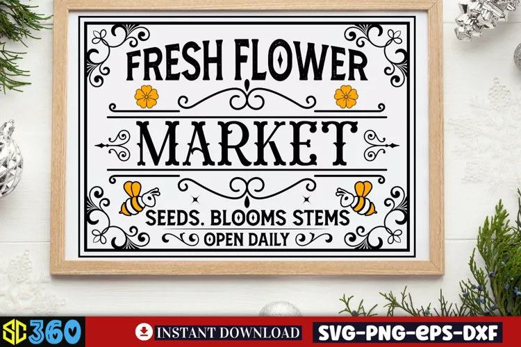 Fresh flower market seeds. blooms stems open daily SVG