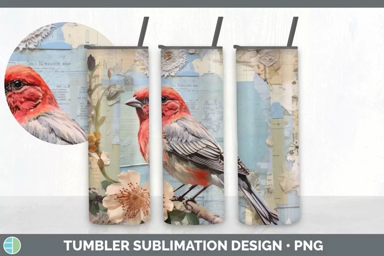 Vintage Finch Bird Tumbler | Sublimation 20 oz Skinny Tumble