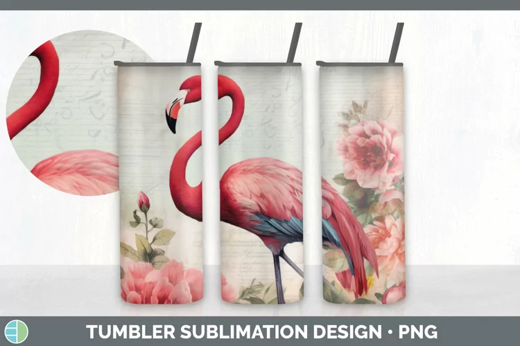 Vintage Flamingo Bird Tumbler | Sublimation 20 oz Skinny Tum