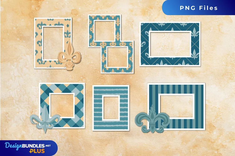 Vintage Fleur De Lis Pattern Frame Set