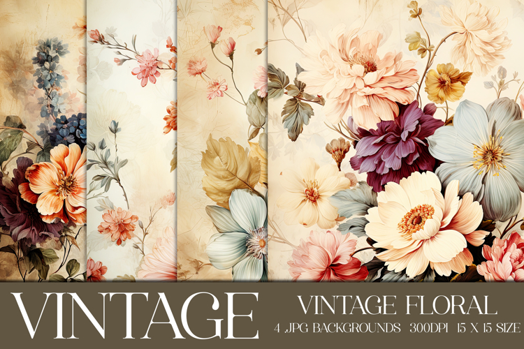 Vintage Floral Background, Junk Journal Floral Papers, sb19