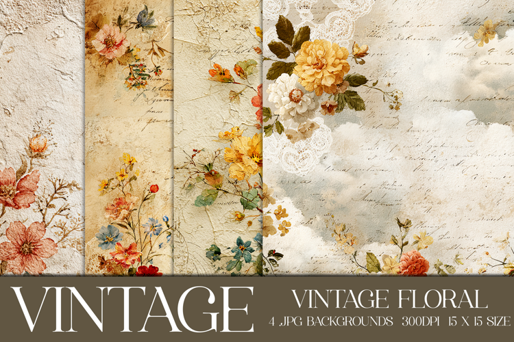 Vintage Floral Background, Junk Journal Floral Papers, s2