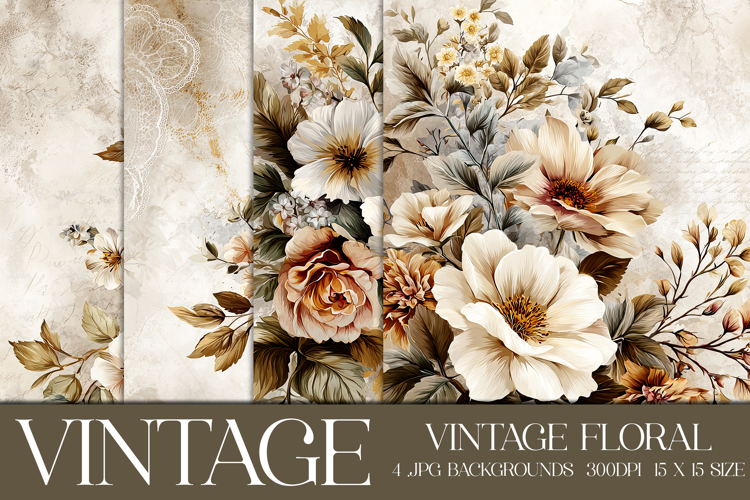 Vintage Floral Background, Junk Journal Floral Papers, s9