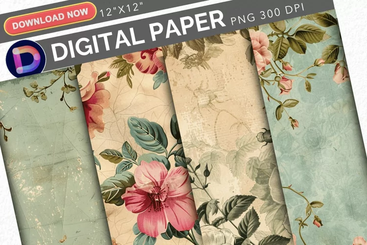 Vintage Floral Digital Paper