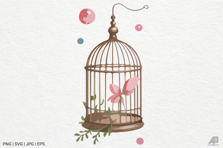 Vintage Floral Birdcage Clipart SVG PNG