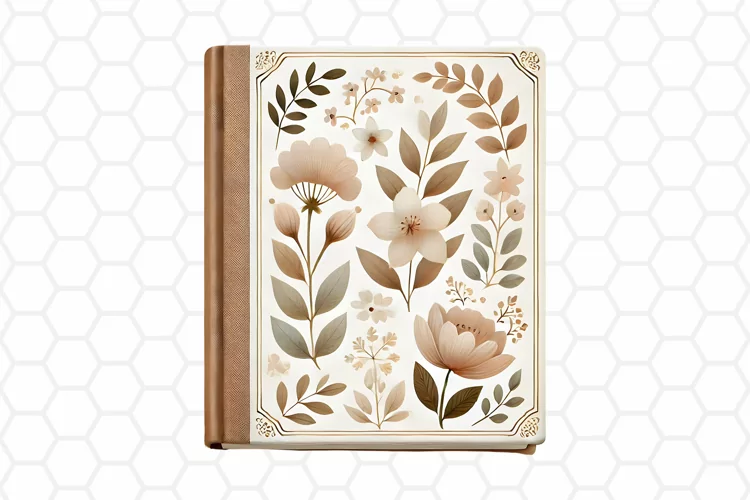 Vintage Floral Book Clipart | Watercolor PNG Design