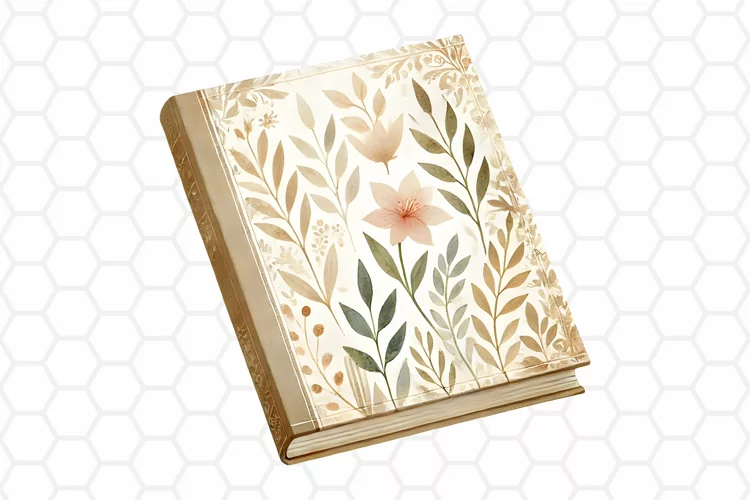 Vintage Floral Book Clipart | Watercolor PNG Design