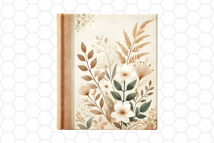 Vintage Floral Book Clipart | Watercolor PNG Design