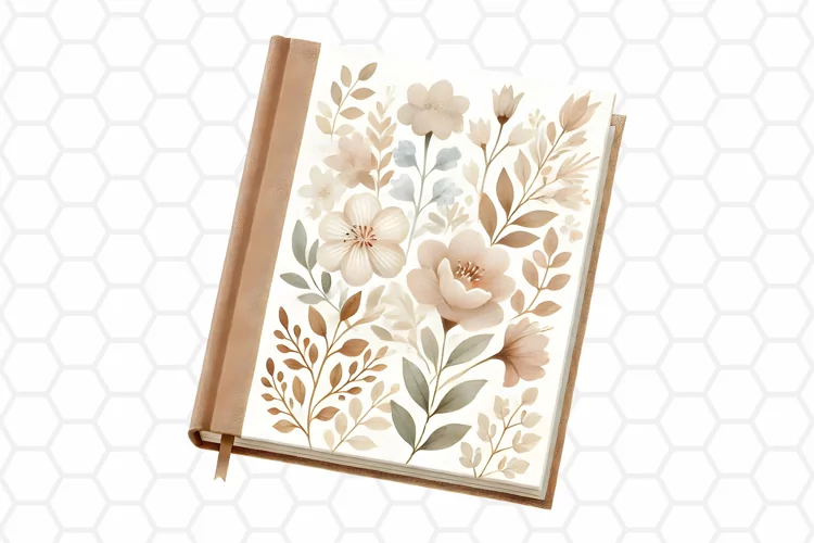 Vintage Floral Book Clipart | Watercolor PNG Design