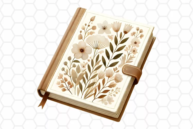 Vintage Floral Book Clipart | Watercolor PNG Design