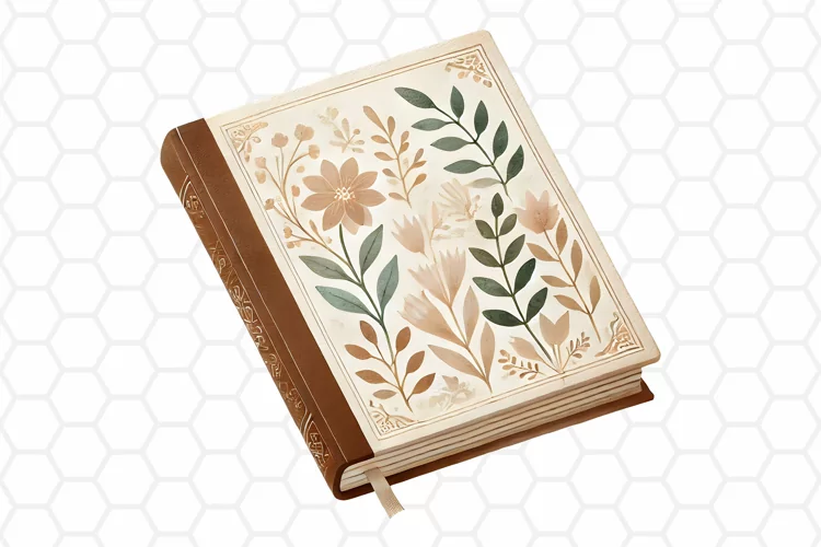 Vintage Floral Book Clipart | Watercolor PNG Design