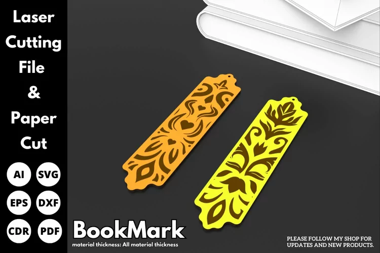 Vintage floral Bookmarks, paper, laser cut files, svg flower