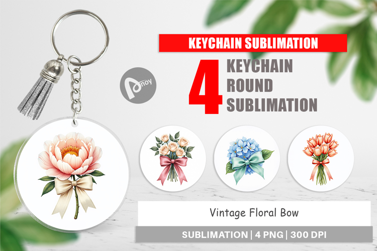 Vintage Floral Bow Keychain