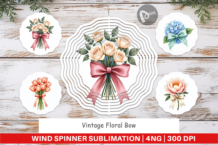 Vintage Floral Bow Wind Spinner