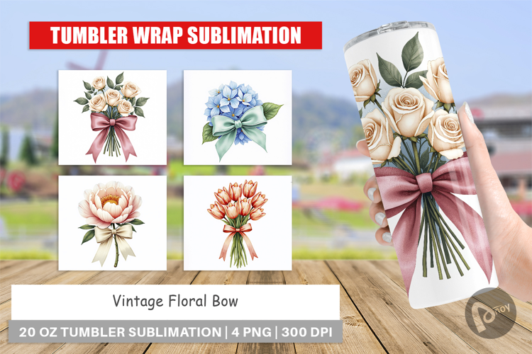 Vintage Floral Bow Tumbler