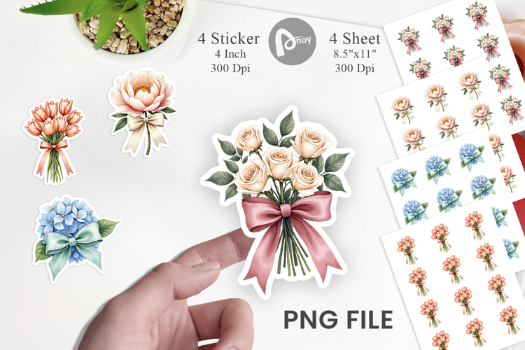Vintage Floral Bow Sticker