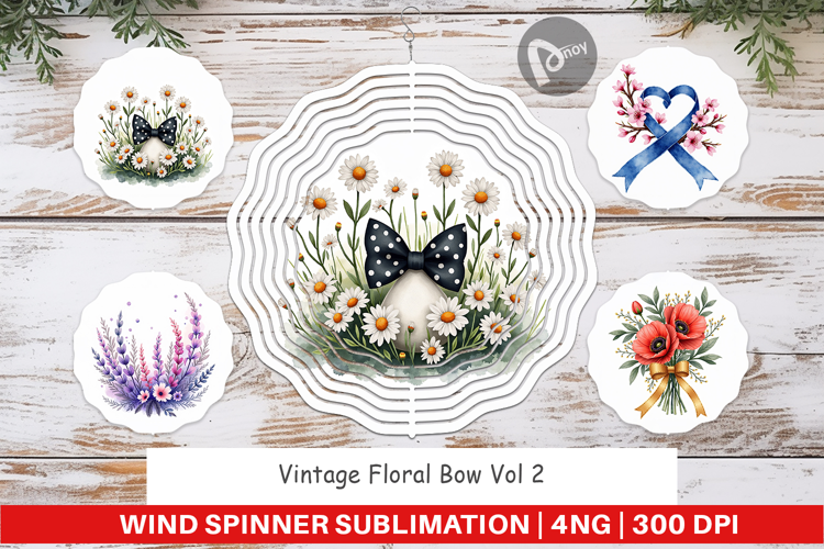 Vintage Floral Bow Wind Spinner