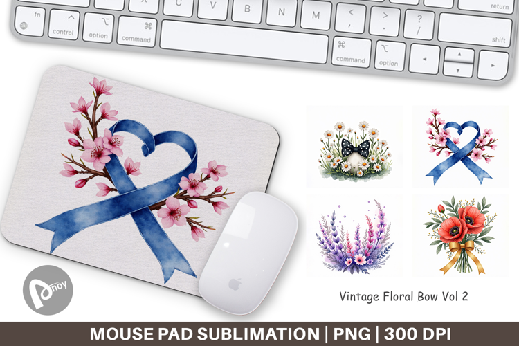 Vintage Floral Bow Mouse Pad