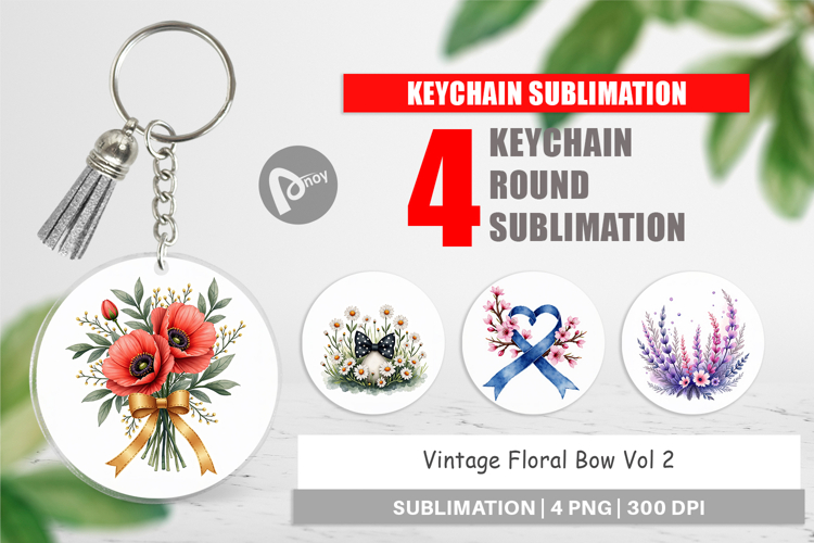 Vintage Floral Bow Keychain