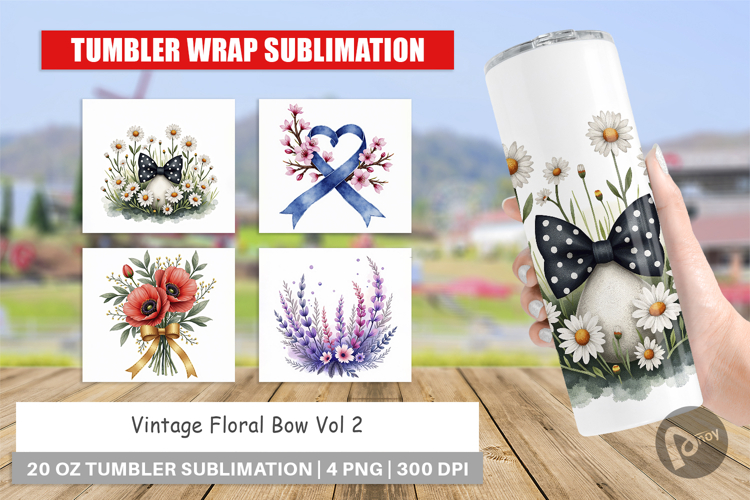 Vintage Floral Bow Tumbler