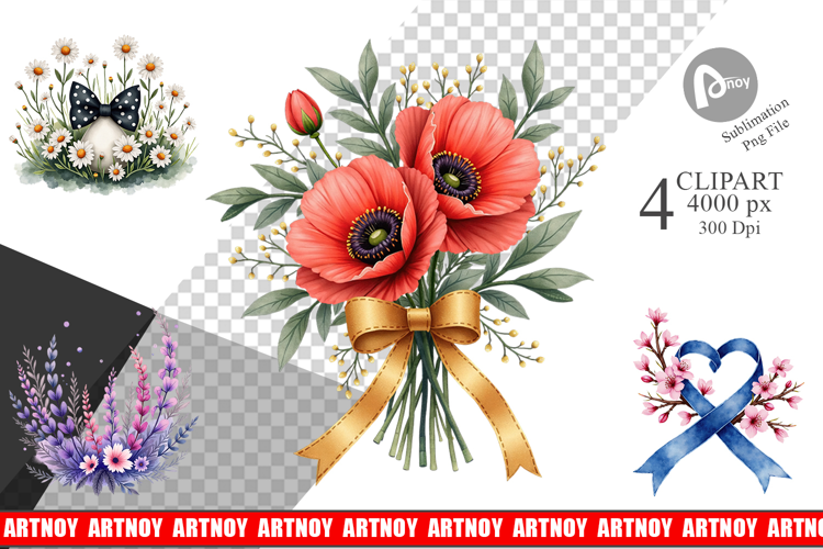 Vintage Floral Bow Sublimation