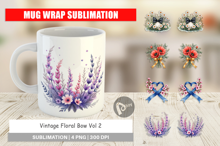 Vintage Floral Bow Mug Wrap