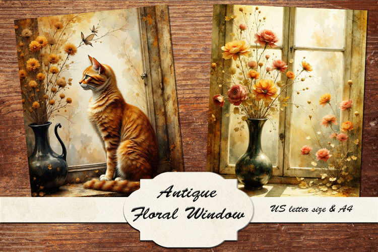 Antique Window - Vintage Floral Scrapbook Papers