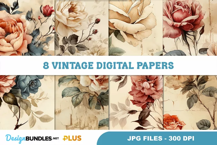Vintage Floral Digital Papers