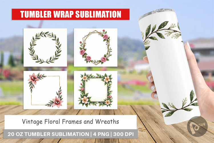 Vintage Floral Frames Wreaths Tumbler