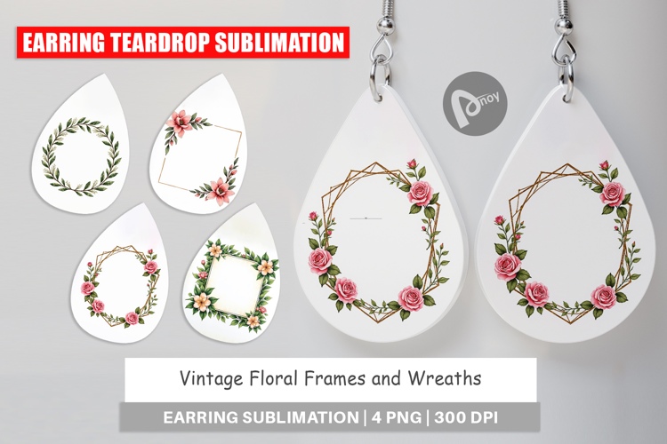 Vintage Floral Frames Wreaths Earring