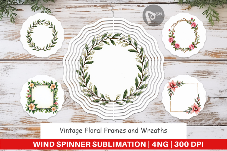 Vintage Floral Frames Wind Spinner