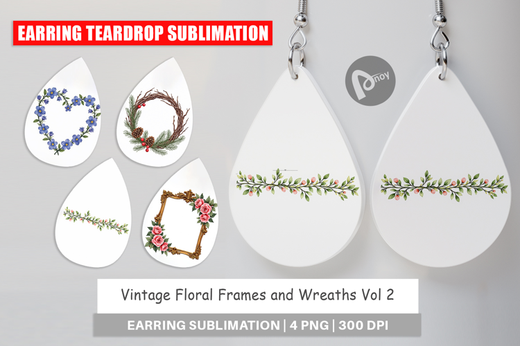 Vintage Floral Frames Wreaths Earring