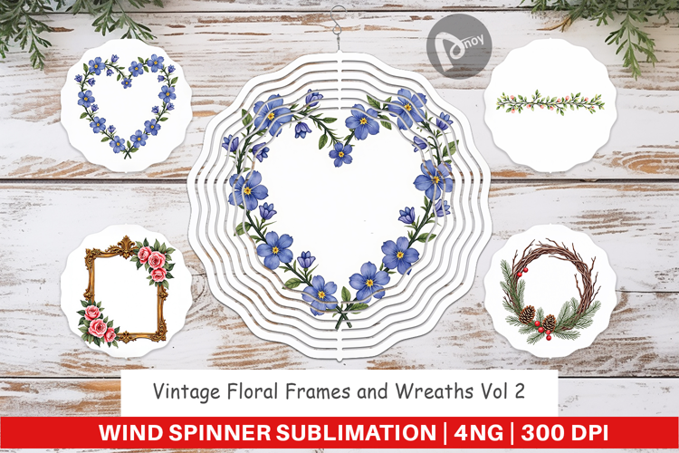 Vintage Floral Frames Wind Spinner