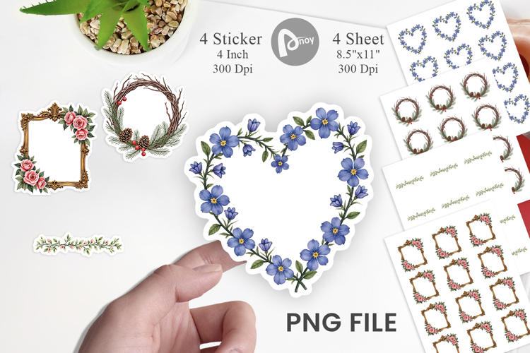 Vintage Floral Frames Wreaths Sticker