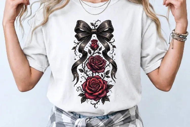 Vintage Floral Gothic Tattoo Red Roses PNG